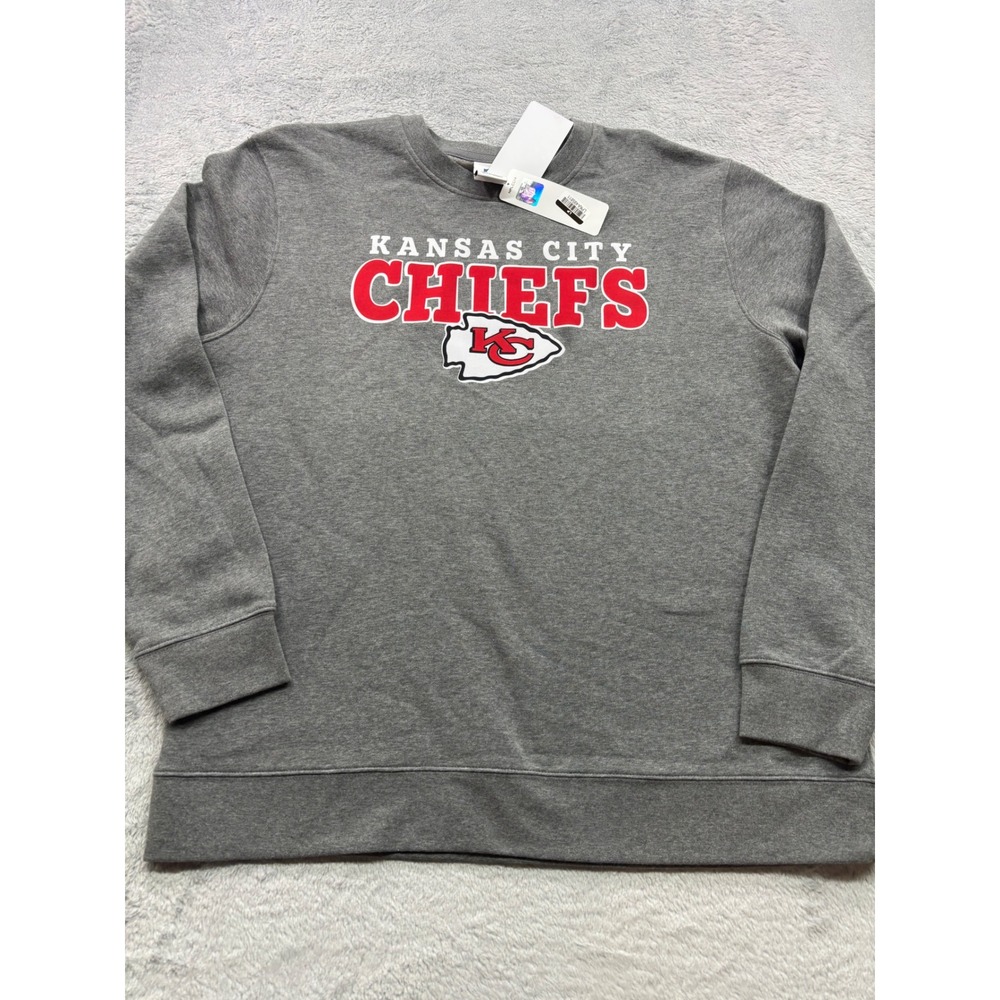 NFL Team Apparel Kansas City Chiefs Sweatshirt‎ Mens XL Gray Crewneck NWT